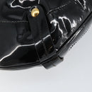 Salvatore Ferragamo Gancini Tote Bag Enamel Black Gold Auth 153463-14