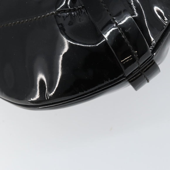 Salvatore Ferragamo Gancini Tote Bag Enamel Black Gold Auth 153463