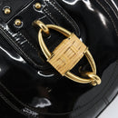 Salvatore Ferragamo Gancini Tote Bag Enamel Black Gold Auth 153463-17