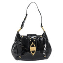Salvatore Ferragamo Gancini Tote Bag Enamel Black Gold Auth 153463-13