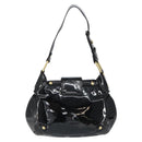 Salvatore Ferragamo Gancini Tote Bag Enamel Black Gold Auth 153463-2