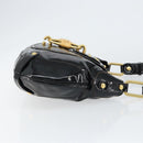 Salvatore Ferragamo Gancini Tote Bag Enamel Black Gold Auth 153463-3