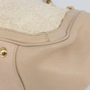 Salvatore Ferragamo Gancini Tote Bag Tweed Suede Beige Gold Auth 153464-10