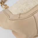 Salvatore Ferragamo Gancini Tote Bag Tweed Suede Beige Gold Auth 153464-11