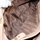 Salvatore Ferragamo Gancini Tote Bag Tweed Suede Beige Gold Auth 153464-16