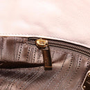 Salvatore Ferragamo Gancini Tote Bag Tweed Suede Beige Gold Auth 153464-20