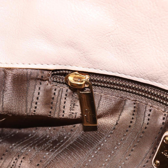 Salvatore Ferragamo Gancini Tote Bag Tweed Suede Beige Gold Auth 153464