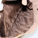 Salvatore Ferragamo Gancini Tote Bag Tweed Suede Beige Gold Auth 153464-24