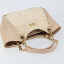 Salvatore Ferragamo Gancini Tote Bag Tweed Suede Beige Gold Auth 153464-6