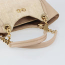 Salvatore Ferragamo Gancini Tote Bag Tweed Suede Beige Gold Auth 153464-7