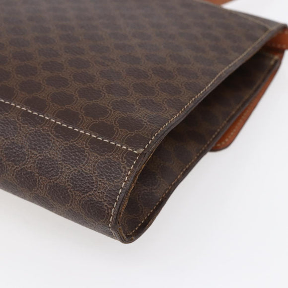 CELINE Macadam Canvas Circle Shoulder Bag PVC Leather Brown Gold Auth 153465