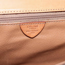 CELINE Macadam Canvas Circle Shoulder Bag PVC Leather Brown Gold Auth 153465-14