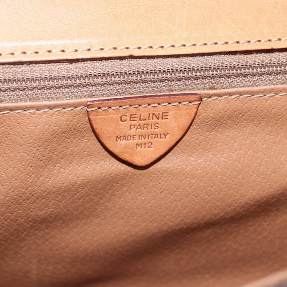 CELINE Macadam Canvas Circle Shoulder Bag PVC Leather Brown Gold Auth 153465