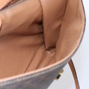 CELINE Macadam Canvas Circle Shoulder Bag PVC Leather Brown Gold Auth 153465-17