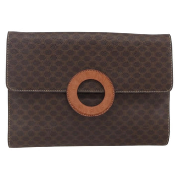 CELINE Macadam Canvas Circle Shoulder Bag PVC Leather Brown Gold Auth 153465 - 0