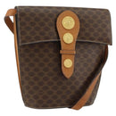 CELINE Macadam Canvas Medallion Shoulder Bag PVC Leather Brown Gold Auth 153467-1