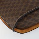 CELINE Macadam Canvas Medallion Shoulder Bag PVC Leather Brown Gold Auth 153467-14
