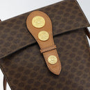 CELINE Macadam Canvas Medallion Shoulder Bag PVC Leather Brown Gold Auth 153467-17