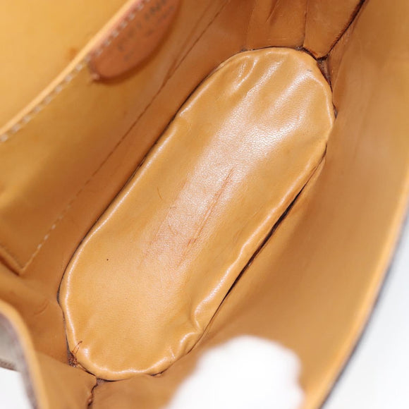 CELINE Macadam Canvas Medallion Shoulder Bag PVC Leather Brown Gold Auth 153467