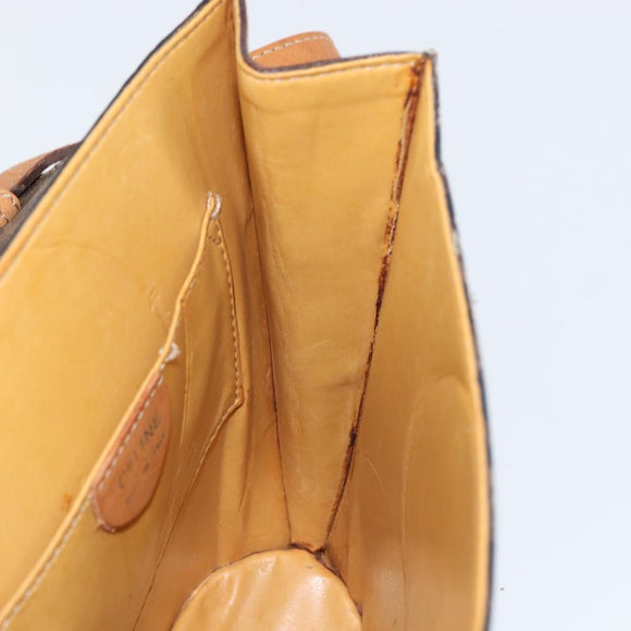 CELINE Macadam Canvas Medallion Shoulder Bag PVC Leather Brown Gold Auth 153467