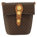 CELINE Macadam Canvas Medallion Shoulder Bag PVC Leather Brown Gold Auth 153467-13