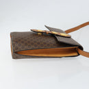 CELINE Macadam Canvas Medallion Shoulder Bag PVC Leather Brown Gold Auth 153467-3