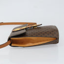 CELINE Macadam Canvas Medallion Shoulder Bag PVC Leather Brown Gold Auth 153467-4