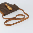 CELINE Macadam Canvas Medallion Shoulder Bag PVC Leather Brown Gold Auth 153467-7