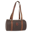 CELINE Macadam Canvas Shoulder Bag PVC Leather Brown Gold Auth 153468-1