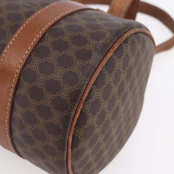 CELINE Macadam Canvas Shoulder Bag PVC Leather Brown Gold Auth 153468