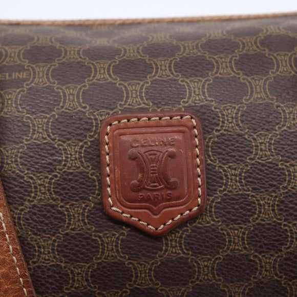 CELINE Macadam Canvas Shoulder Bag PVC Leather Brown Gold Auth 153468