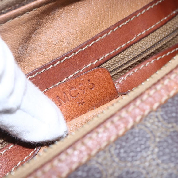 CELINE Macadam Canvas Shoulder Bag PVC Leather Brown Gold Auth 153468