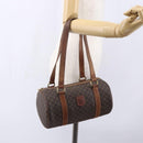 CELINE Macadam Canvas Shoulder Bag PVC Leather Brown Gold Auth 153468-23