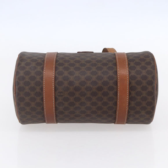 CELINE Macadam Canvas Shoulder Bag PVC Leather Brown Gold Auth 153468