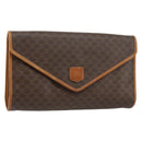 CELINE Macadam Canvas Clutch Bag PVC Leather Brown Gold Auth 153469-1