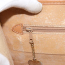 CELINE Macadam Canvas Clutch Bag PVC Leather Brown Gold Auth 153469-20