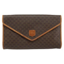 CELINE Macadam Canvas Clutch Bag PVC Leather Brown Gold Auth 153469-13
