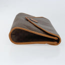 CELINE Macadam Canvas Clutch Bag PVC Leather Brown Gold Auth 153469-3