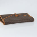 CELINE Macadam Canvas Clutch Bag PVC Leather Brown Gold Auth 153469-5