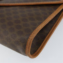 CELINE Macadam Canvas Clutch Bag PVC Leather Brown Gold Auth 153469-7