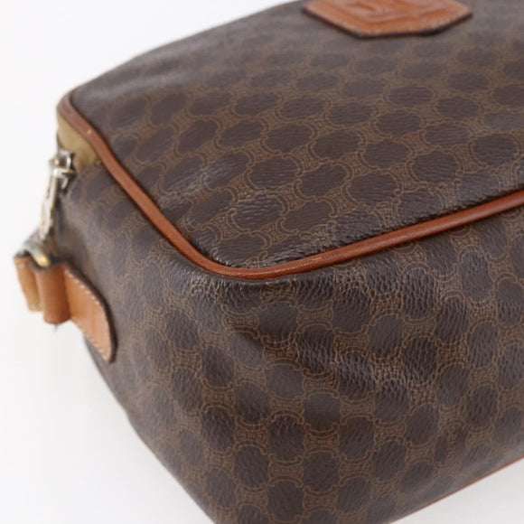 CELINE Macadam Canvas Hand Bag PVC Leather 2way Brown Gold Auth 153470