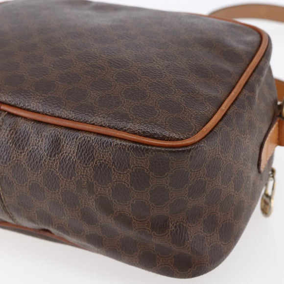 CELINE Macadam Canvas Hand Bag PVC Leather 2way Brown Gold Auth 153470