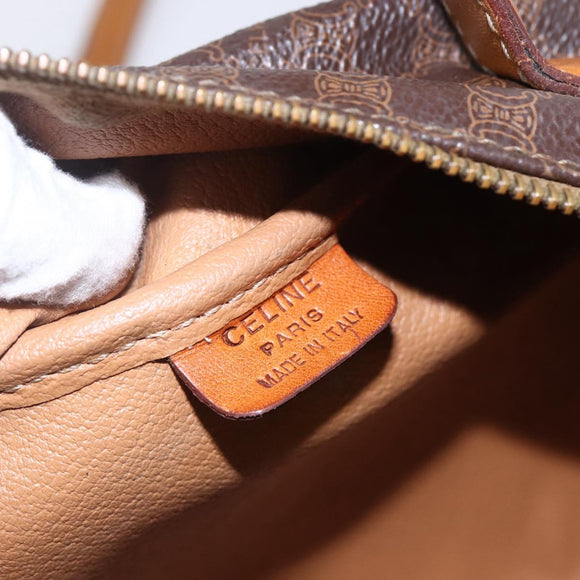 CELINE Macadam Canvas Hand Bag PVC Leather 2way Brown Gold Auth 153470