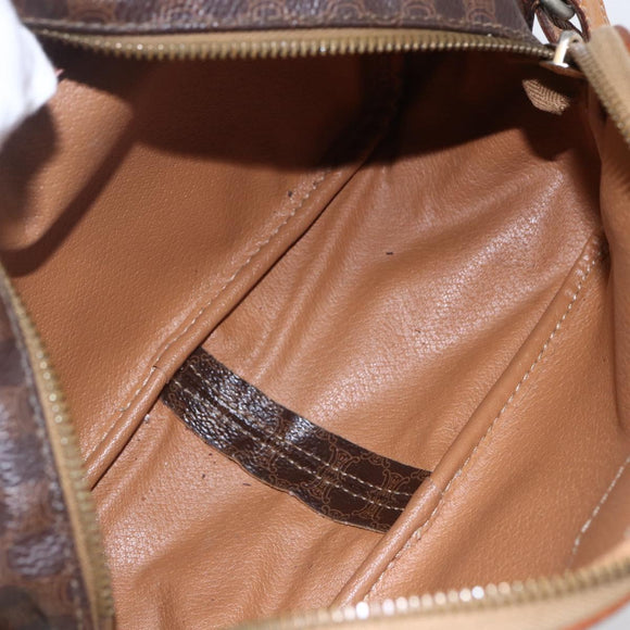 CELINE Macadam Canvas Hand Bag PVC Leather 2way Brown Gold Auth 153470