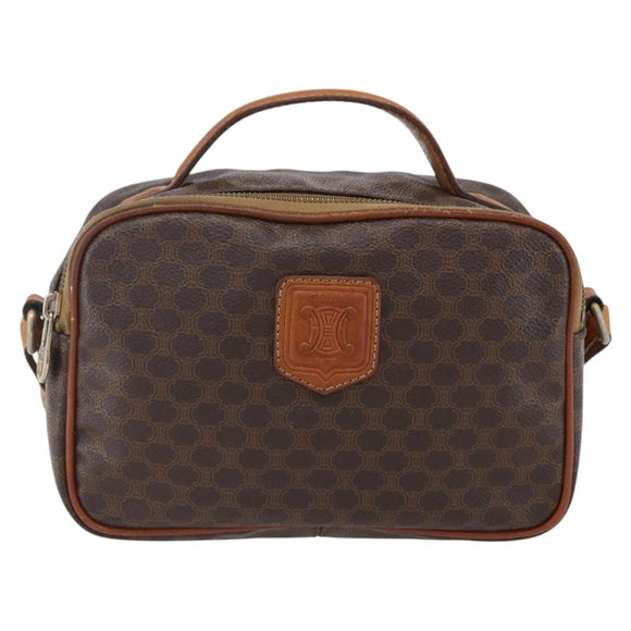 CELINE Macadam Canvas Hand Bag PVC Leather 2way Brown Gold Auth 153470