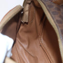 CELINE Macadam Canvas Hand Bag PVC Leather 2way Brown Gold Auth 153470-21