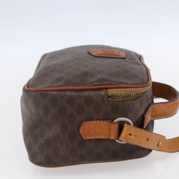 CELINE Macadam Canvas Hand Bag PVC Leather 2way Brown Gold Auth 153470