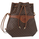 CELINE Macadam Canvas Shoulder Bag PVC Leather Brown Gold Auth 153471-1