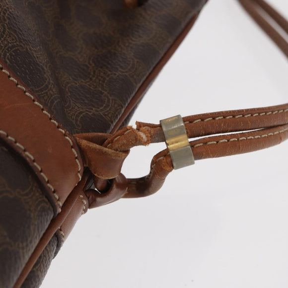 CELINE Macadam Canvas Shoulder Bag PVC Leather Brown Gold Auth 153471