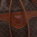 CELINE Macadam Canvas Shoulder Bag PVC Leather Brown Gold Auth 153471-18